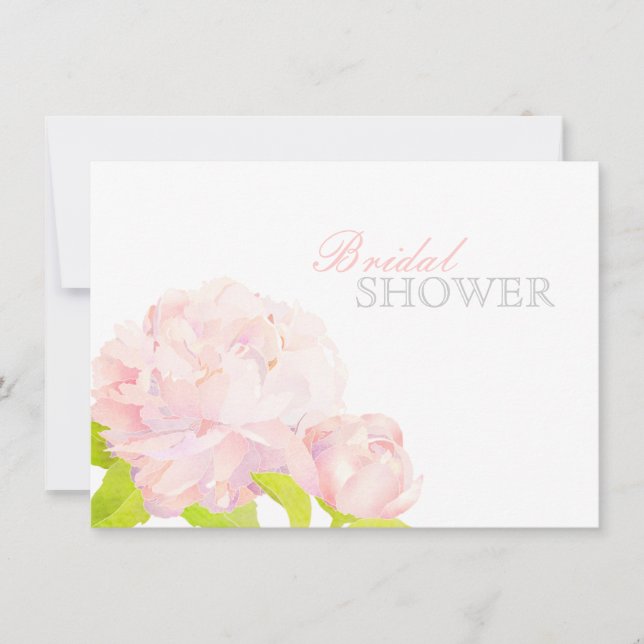 Invitation Fête des mariées florale de pivoine rose Aquarelle (Devant)