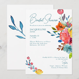 Invitation Fête des mariées florale de printemps colorée