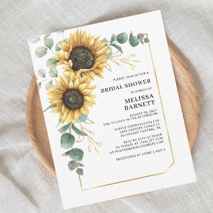 Invitation Fête des mariées florale de tournesol Eucalyptus