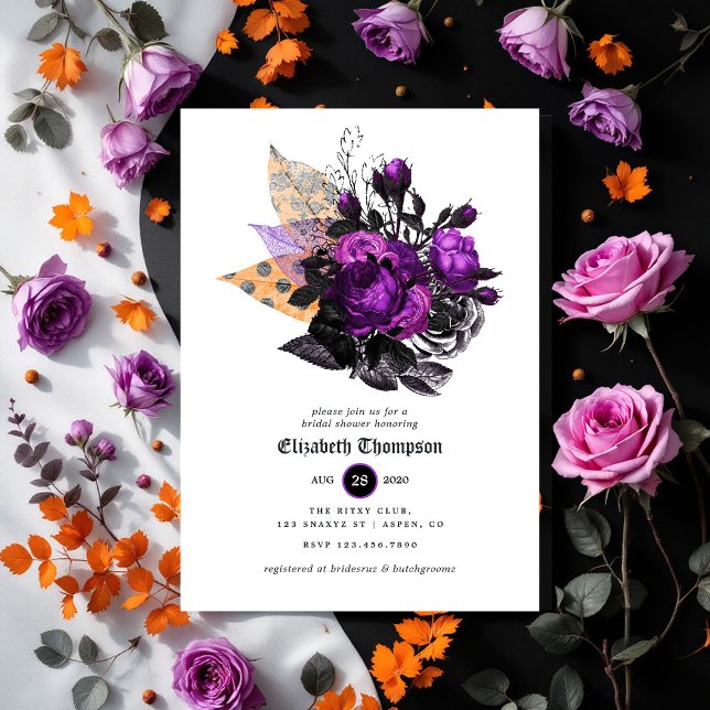 Invitation Fête des mariées florale d'Halloween (Floral Halloween Bridal Shower Invitation)