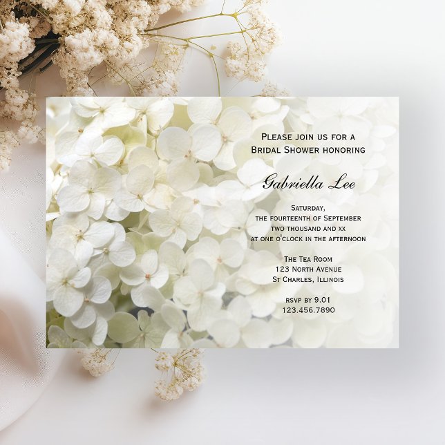Invitation Fête des mariées florale d'Hydrangea blanche (Créateur téléchargé)