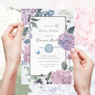 Invitation Fête des mariées florale d'Hydrangea peinte à la m