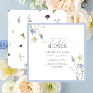 Invitation Fête des mariées florale Dusty Blue Fleur sauvage