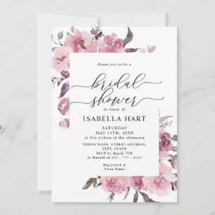 Invitation Fête des mariées Florale Dusty Rose rose pâle