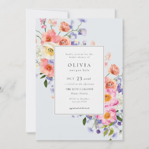 Invitation Fête des mariées florale Elegance Pink Boho