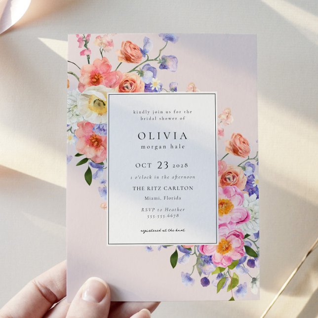 Invitation Fête des mariées florale Elegance Pink Boho (Créateur téléchargé)