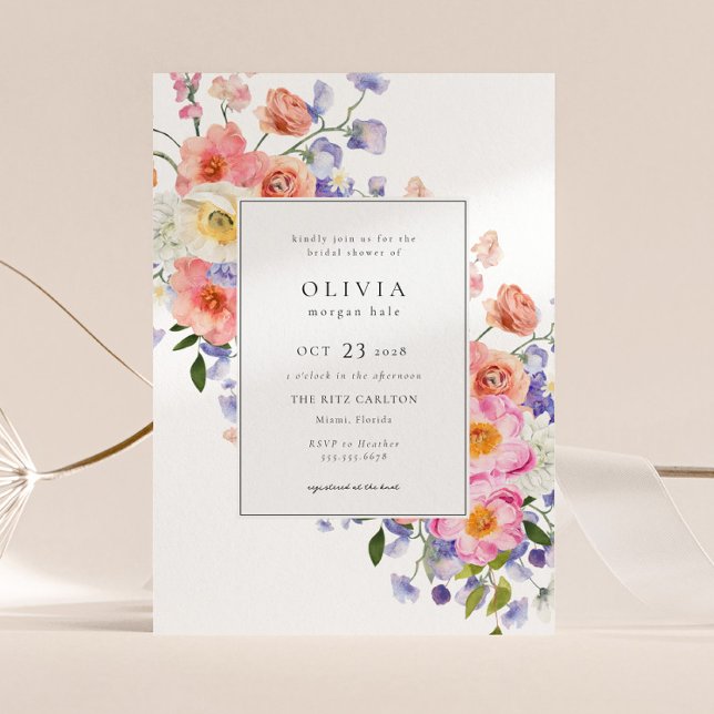 Invitation Fête des mariées florale Elegance Pink Boho (Créateur téléchargé)