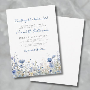 Invitation Fête des mariées florale Fleur sauvage bleu