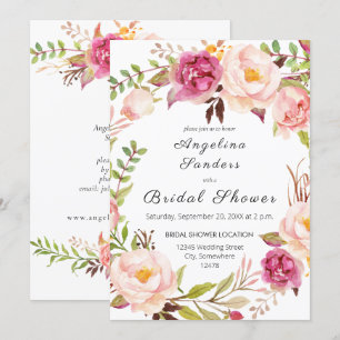 Invitation Fête des mariées florale floue rose fleurie 2