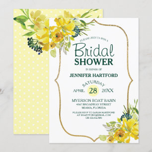 Invitation Fête des mariées florale jaune de printemps frais