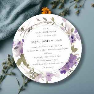 Invitation Fête des mariées florale Lilac de prairie rustique