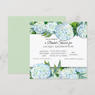 Invitation Fête des mariées florale marine bleu et blanc Hydr