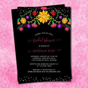 Invitation Fête des mariées florale mexicaine