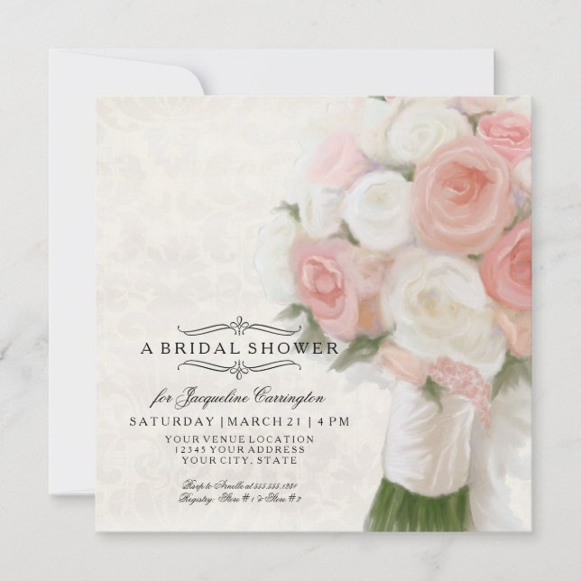 Invitation Fête des mariées florale moderne élégante dentelle (Devant)