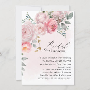 Invitation Fête des mariées florale moderne et élégante rose