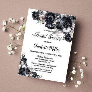 Invitation Fête des mariées florale noire
