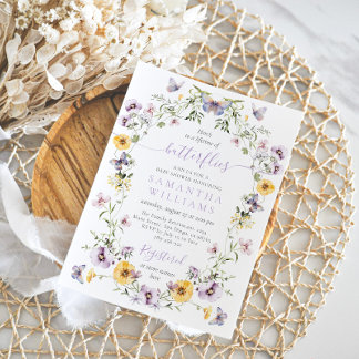 Invitation Fête des mariées florale pourpre pourpre de papill