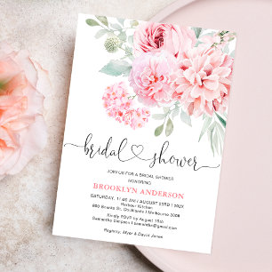 Invitation Fête des mariées florale rose Boho
