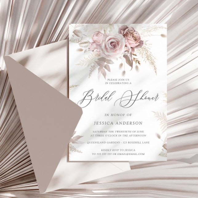 Invitation Fête des mariées Florale Rose Boho Rose Boho Dusty (Créateur téléchargé)