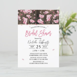 Invitation Fête des mariées florale rose cerisier