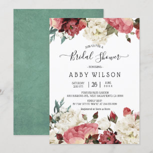 Invitation Fête des mariées florale rose et blanc de printemp