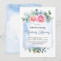 Fête des mariées florale rose et bleu poussiéreux