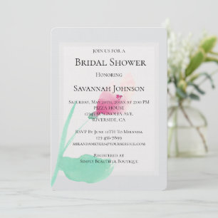 Invitation Fête des mariées florale rose gris romantique