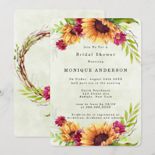 Invitation Fête des mariées florale rose printanière des tour