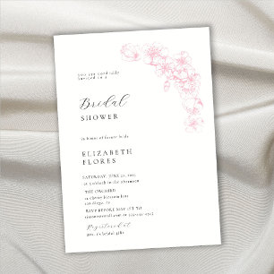 Invitation Fête des mariées florale rose rose de fleurs de ce