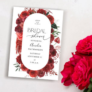 Invitation Fête des mariées Florale rouge