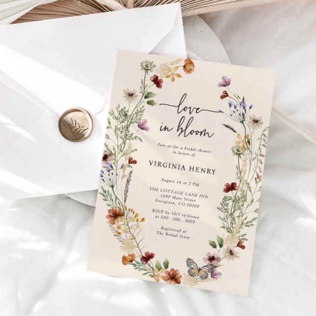 Invitation Fête des mariées florale rustique (Rustic Boho Floral Wildflower Bridal Shower Invitation by Painted Paperie
)