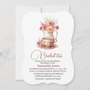 Invitation Fête des mariées Florale Terracotta Boho Tea Party