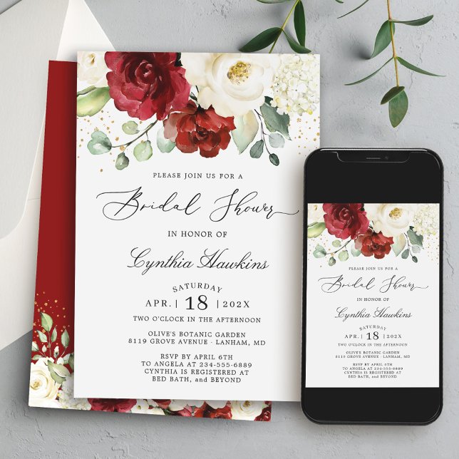 Invitation Fête des mariées florale tout simplement gracieuse (Create a day of joy and love with this exquisite and customizable invitation!)