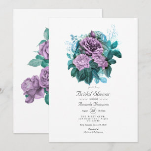 Invitation Fête des mariées florale Turquoise et Lavande