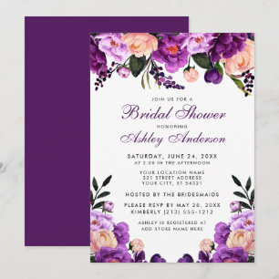 Invitation Fête des mariées florale violet Ultra violet Invit