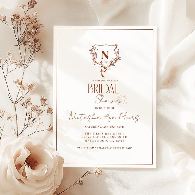 Invitation Fête des mariées Formelle Rustique Florale Monogra (Créateur téléchargé)