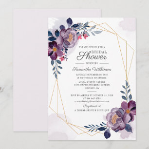 Invitation Fête des mariées géométrique de l'aquarelle floral