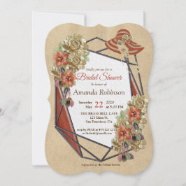 Invitation Fête des mariées géométrique en cuir grandi