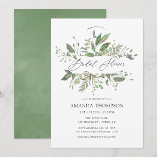 Invitation Fête des mariées géométrique verte