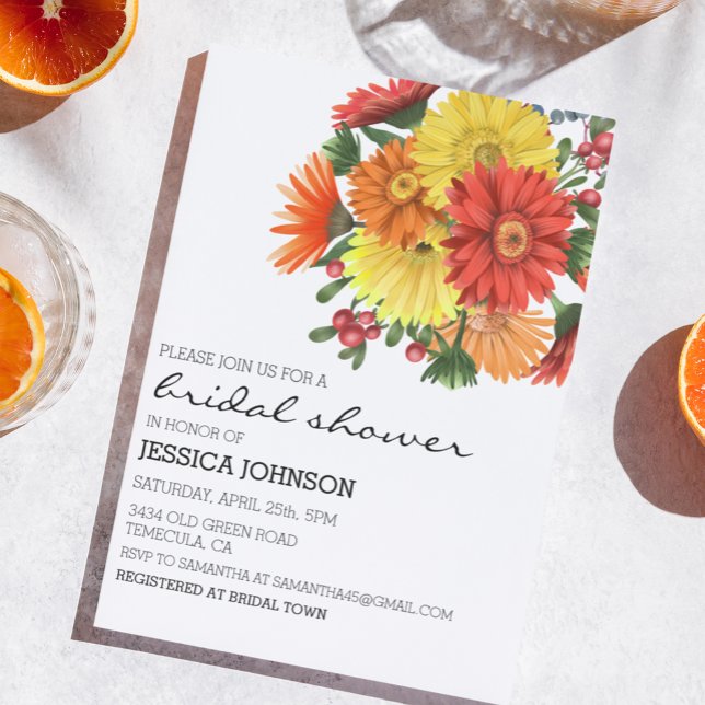 Invitation Fête des mariées Gerbera Daisy Floral (Créateur téléchargé)
