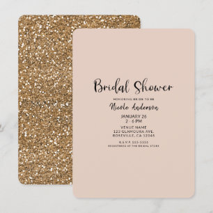 Invitation Fête des mariées Glam Parties scintillant or moder