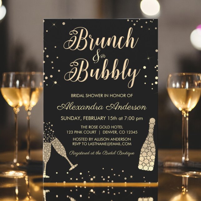 Invitation Fête des mariées Gold Brunch & Bubbly (Créateur téléchargé)