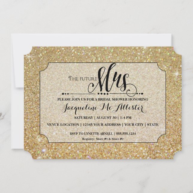 Invitation Fête des mariées Gold Parties scintillant Future M (Devant)