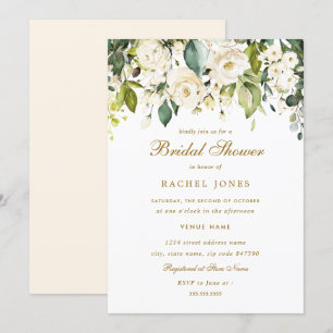 Invitation Fête des mariées Gold White Rose