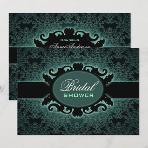 Invitation Fête des mariées gothique verte de la forêt enchan