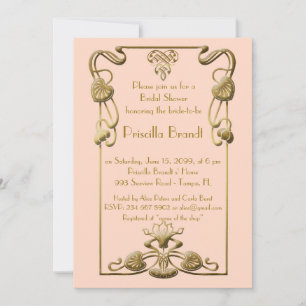 Invitation Fête des mariées, grand style Gatsby, rose
