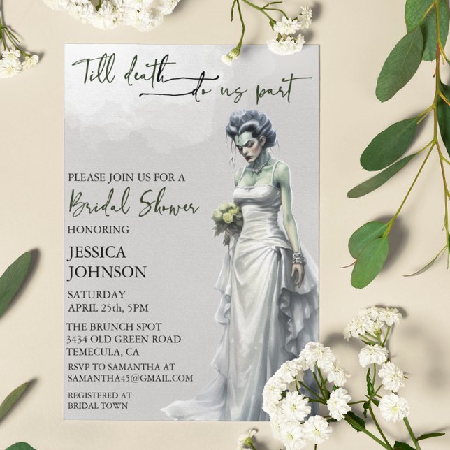 Invitation Fête des mariées Halloween Mariée de Frankenstein (Créateur téléchargé)