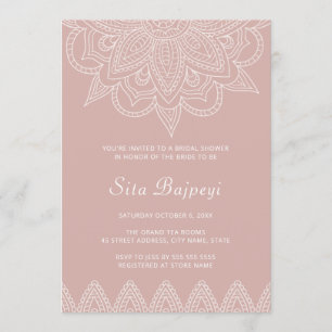 Invitation Fête des mariées hindoue indienne moderne rose Meh