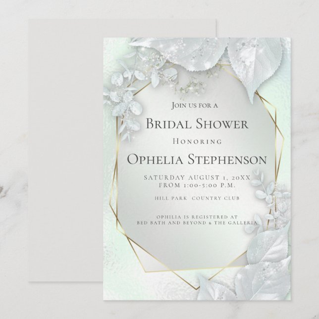 Invitation FÊTE DES MARIÉES | Honeydew Green Pearl Shimmer (Devant / Derrière)