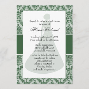 Invitation Fête des mariées Hunter Green Damask